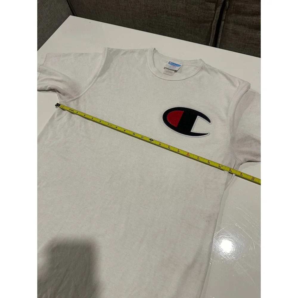 Champion Vintage T-Shirt Big Logo Graphic Tee Crew Neck Short Sleeve White Large - Picture 12 of 14